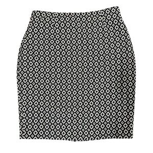 Worthington Black White Geometric Pattern Pencil Skirt 12 Career Office Modern